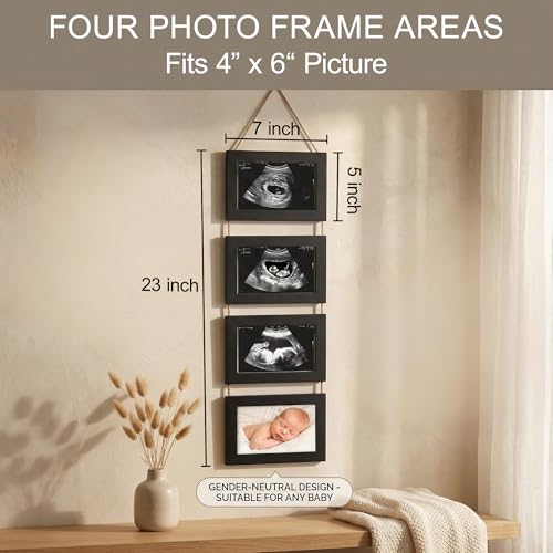 4-in-1 Ultrasound Picture Frames, Baby's First Sonogram Photo Album, Black by Zonvium - Used condition - Image 3