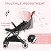 HONEY JOY Travel Stroller, One-Hand Quick Fold Lightweight Umbrella Stroller for Airplane, Wrist Wrap & Net, Multi-Position Recline, Overhead Friendly Compact Stroller for Newborn and Toddler(Pink)