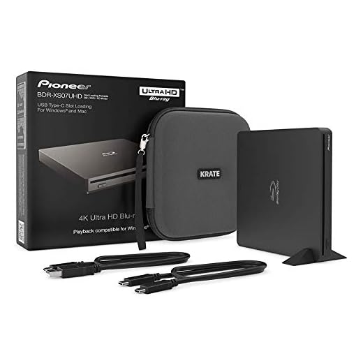 Pioneer BDR-XS07UHD 4K Blu-Ray Portable Burner & DVD Player - 6X Slim External BDXL, BD, DVD & CD Drive for Windows & Mac w/ 3.0 USB, CD Player, Write & Read on Laptop or Desktop w/ Carry Case (Black)