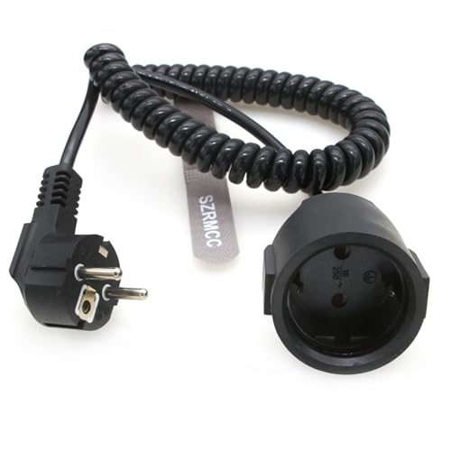 SZRMCC EU Schuko CEE7/7 European Schuko Plug Male to Female Socket Extension Wound Power Cable 16A 250V