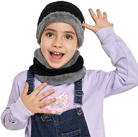 Toddler Kids Boys Girls Winter Warm Knit Beanie Hat Cap Neck Scarf Set with Fleece for 3-10 Year Old Baby Gifts 5 41oZWpMiF6L. AC