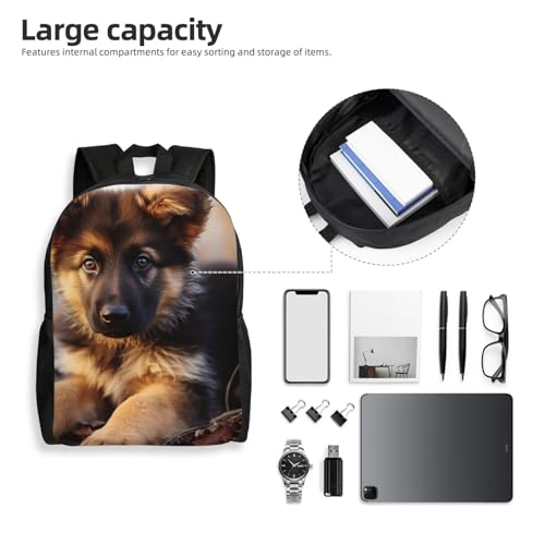 German Shepherd Puppy Travel Backpack for Men Women 15.6 inch Laptop Backpack Casual Daypack for Weekender4
