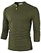 H2H Mens Casual Slim Fit Henley T-Shirt 3/4Sleeves OliveGreen US L/Asia XL (CMTTS0194)