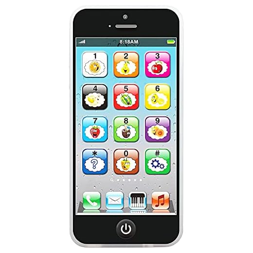 Toy Learning Play Cell Phone with 8 Functions and Dazzling Lights for Toddler Baby Kids 12-18 Months Ages 1-3 Year Old, Black3