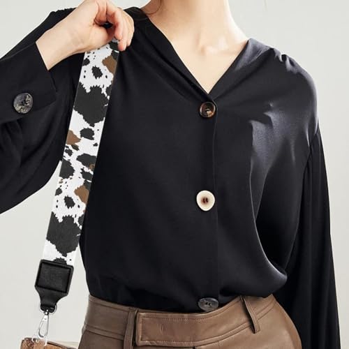 Image of Coldinair Black Brown Cow Print Purse Straps Replacement Wide Crossbody Bag Strap Adjustable Wide Guitar Straps for Handbags Luggage Strap