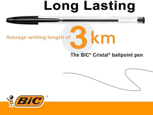 BIC Cristal Original Ballpoint Pens Medium Tip (1 mm) – Black, Box of 10 - View 7
