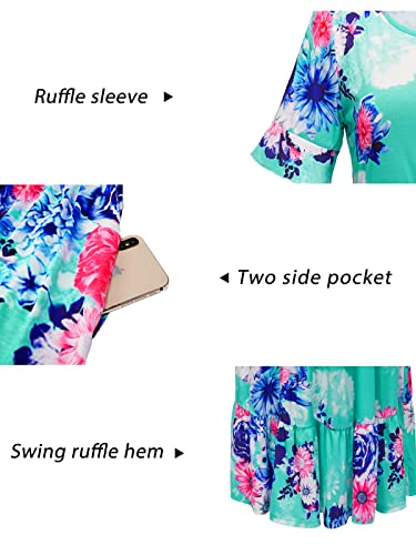 Image of STYLEWORD Womens Summer Casual Short Sleeve Flowy Midi Beach Dress