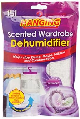 Set Of 3 Hanging Wardrobe Dehumidifier Bags Scented Moisture Trap Crystals Damp control Rose Lavender & Fresh Linen Scent