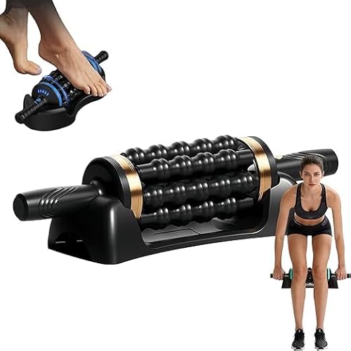 Electric Rolling Percussion Massager, Deep Tissue Muscle Massager and Back Roller, 5-Speed Rechargeable for Legs, Foot & Calf Massage (Gold)