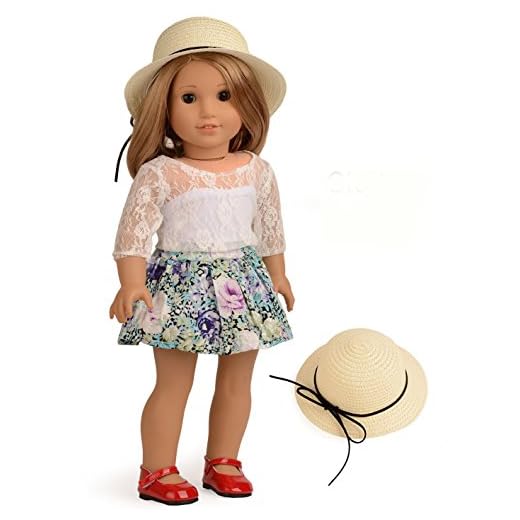 Sweet Dolly Doll Clothes Lace Top Floral Skirt Set for 18 Inches American Girl Dolls
