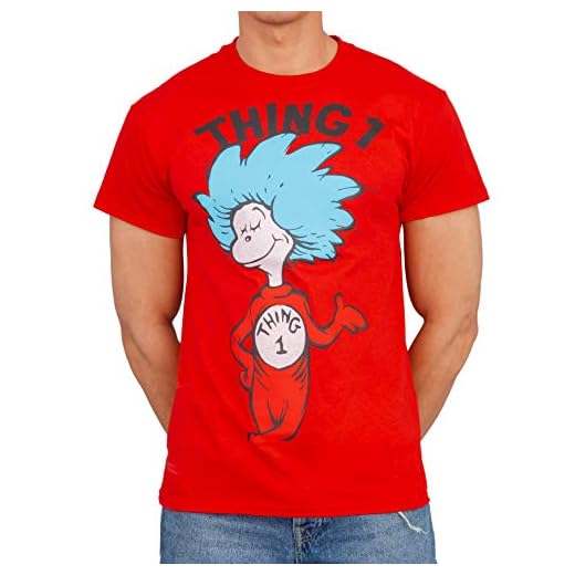 Dr. Seuss Thing 1 or Thing 2 Adult Red T-Shirt (Thing 1, X-Large)