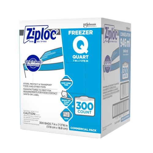 Ziploc Freezer Bags, For Food Organization And Storage, Double Zipper, Quart, 300 Count #TOP7