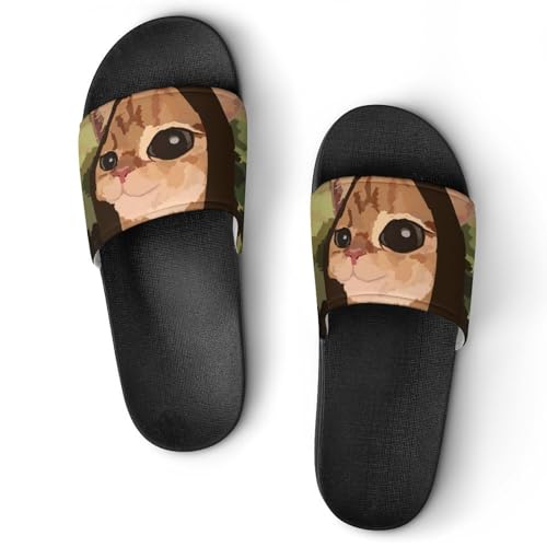 Pantoufles de bain antidérapantes chat pour femme | Chaussons de maison ergonomiques