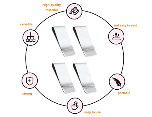 KAPSING 4 Stück Edelstahl Geldklammer Herren Slim Wallet Geldscheinklammer Money Clip für Bargeld Rechnungen Karten Dokumente Banknote Geldscheine Visitenkarte Kreditkarte