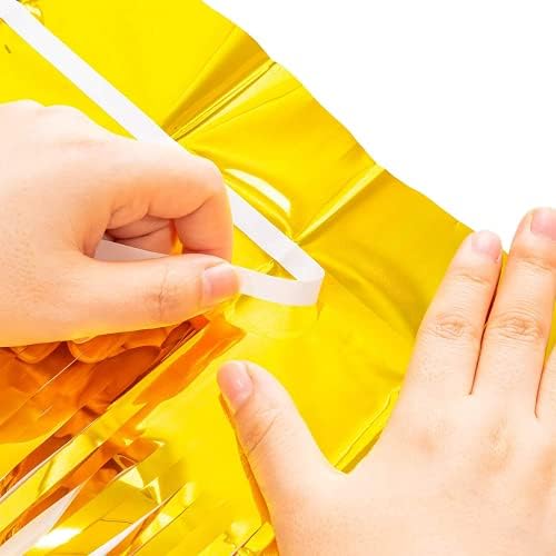 2 Pack Foil Fringe Curtain 3ft x 6.5ft,Foil Fringe Curtain for Decoration Metallic Tinsel Curtain Backdrop Streamers for Party Birthday Wedding Graduation Decorations (yellow)