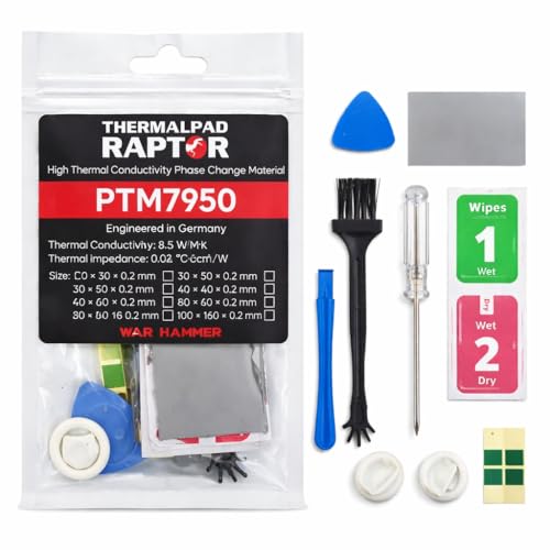 Image of WAR HAMMER Raptor PTM7950 Phase Change GPU Thermal Pad, Ultra High Performance Silicone Grease 8.5W /mK CPU Thermal Paste for PS5 CPU GPU SSD M.2 Laptop, German Engineered (40 x 80 x 0.2mm)