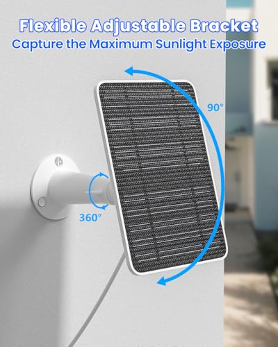 Solar Panel Charger Compatible with Reolink Argus 2E/Eco Ultra/Go PT Plus/Go Plus/Argus 3 Pro/Argus PT, 5W Solar Panels for Reolink Battery Camera, IP65 Waterproof 10ft Cable Secure Wall Mount, 3 Pack