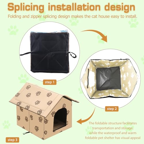 Katzenhaus Draußen Winterfest Wasserdicht Katzenhöhle: WIYETY 40x35x38cm Faltbare Hundehöhle für Kleine Hunde und Katzen, Warm Waschbar Tierheim für Streuner