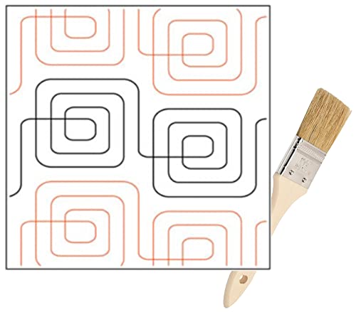 Quilting Pantographs Pattern Paper Roll - for Longarm Quilting Machines - Easy Spiral Squares Design Quilt Pantograph - Set Includes Long Arm Quilters Sewing Machine Rails and Tracks Cleaning Brush