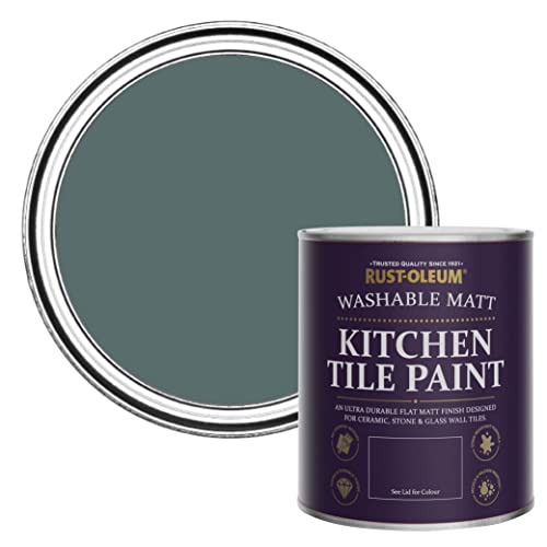 Rust-Oleum Green water resistant Kitchen Tile Paint in Matt Finish - Deep Sea 750ml