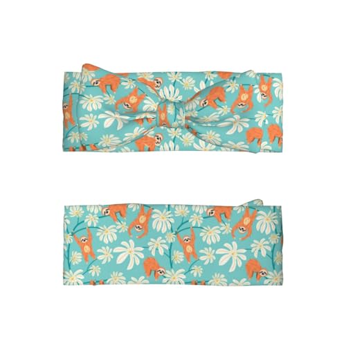 Cute Sloth On Floral Tree Baby Girl Bows Headbands Baby Girls Newborn Headbands Infant Toddlers 0-6 Months2