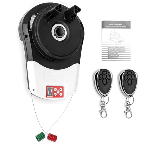 TAHALI Motor de apertura automática de puerta enrollable 800N, con 2 mandos a distancia, distancia de 164 pies, para garaje, almacén, tienda, granjero, granja