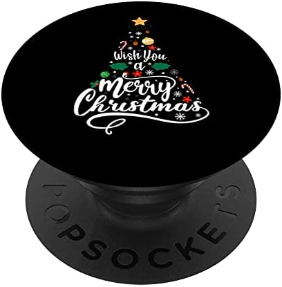 Merry Christmas Lights Shirt Wish You a Merry Christmas Tree PopSockets Swappable PopGrip