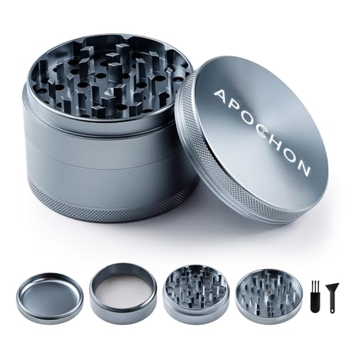 41oZY0bvLWL. SL500 Spice Grinder 3 Inch, Premium Aluminum Portable Manual Herb Grinder for Beans, Herbs, Peppers, 4 Layers Weed Grinder with Mini Scraper and Brush for Kitchen, BBQ and Picnics, Durable Kitchen Tools