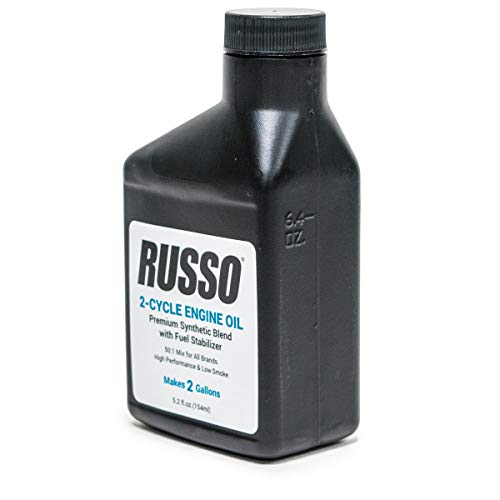 Case 48 Bottles Russo Synthetic Blend 2 Cycle Motor Oil 5.2 Oz 50:1 Mix 2 Gallon Compatible with Echo Stihl Husqvarna
