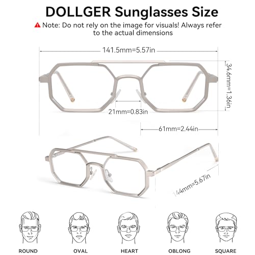 Image of Dollger Narrow Geometric Sunglasses for Men Small Octagon Square Metal Frame Shades Y2K Steampunk Stylish with UV Protection