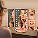 WEILY Lighted Vanity Makeup Mirror 1x/2x/3x Magnification Trifold with 21 LED Lights Touch Screen and USB Charging, 180 Degree Adjustable Stand for Countertop Cosmetic Makeup Mirror(Rose Gold)