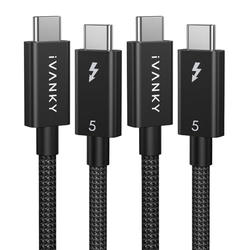 IVANKY Intel Certified Thunderbolt 5 Cable 2Pack 3.3ft, 120Gbps Thunderbolt