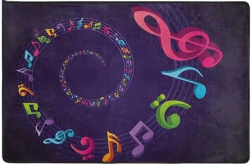 ���փ}�b�g ���C���{�[�X�p�C���������M�t�g �F�B�ւ̒a�����v���[���g 50×80cm doormat Rainbow Spiral Music Note Gift For Friend Birthday Gift