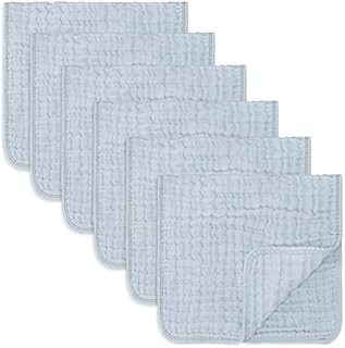 Comfy Cubs Muslin Cloths for Baby, Baby Essentials, Burp Cloths, Muslin Squares, 100% Cotton, Hand Washcloths 6 Layers Extra Absorbent and Soft (White, Pack of 6)