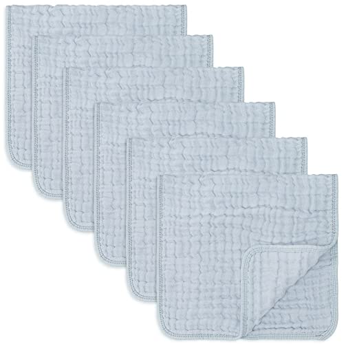 Image of Comfy Cubs Muslin Burp Cloths Large 100% Cotton Hand Washcloths for Babies, Baby Essentials 6 Layers Extra Absorbent and Soft Boys & Girls Baby Rags for Newborn Registry (Slate, 6-Pack, 20" X10")