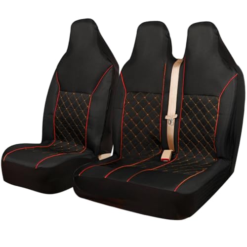 Image of OTOKEA Semi Tailored For MAXUS DELIVER 7 - Front Seat Cover, Quilted Black With Red Quilted Design, Waterproof Durable Material, Airbag Friendly - Single & Double Seat Covers
