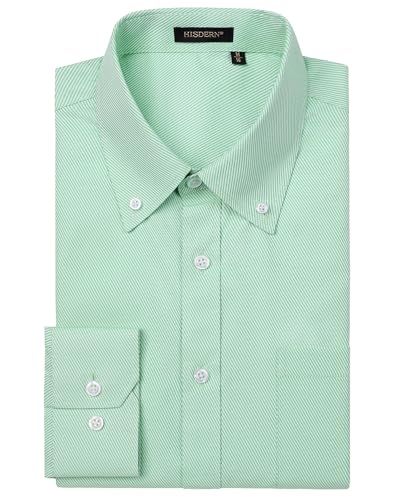 HISDERN Mens Dress Shirts Long Sleeve Wrinkle Free Formal Shirt Stripe Business Casual Button Down Shirts