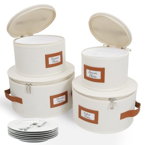 HOMELUX THEORY 4pc China Storage Set for Plates with Lid, Ivory