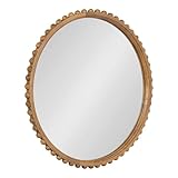 Kate and Laurel Beadbrook Modern Round Beaded Wall Mirror, 24 Inch Diameter, Natural Rustic, Transitional Circle Mirror for Use as Bathroom Mirror or Entryway Mirror Decor