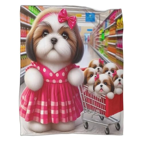Couverture de lit microfibre chaude et douce plaid chien imprimé 3D