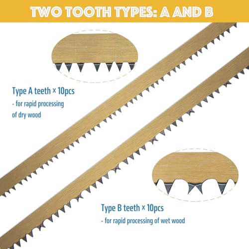 Zepkouel 20 Pack 21 Inch Bow Saw Blade Replacement,Fits Any 21" Bow Saw for Tree Cutting,Two Tooth Types for Dry and Green Wood,Super-Hard Alloy Steel by Zepkouel - Image 2