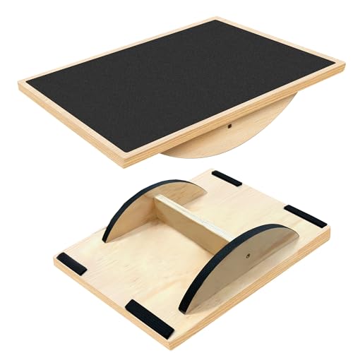 Balance Board Professional Wobble Board for Adults Anti-Slip for Physical Therapy Standing Desk Core Strength Wooden Rocker Board(350LBS) (Balance Board) by OiZenhio - Used condition - US$19.94