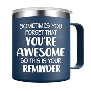 Gifts for Men Sometimes You Forget Youre Awesome Coffee Mug Birthday Gifts for Men Him Dad Guy Stocking Stuffers White Elephant Gifts 14Oz Navy Blue