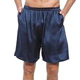 LEPTON 19mm Mulberry Silk Shorts for Men, Silk Boxers Sleepwear, Relaxed Fitness Wear, Front Pockets