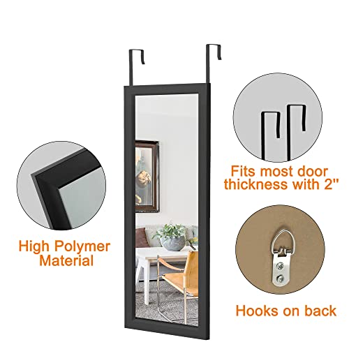 Neutype 43"X18" Over The Door Full Length Mirror, Door Wall Mirror, Wall Mount Over The Door Hanging Mirror With 2 Metal Hangers For Wall Bedroom, Bathroom, Living Room, Home Decoration (Black) #TOP4