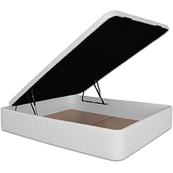 Canapé Tapizado 135X190 Ventadecolchones - Canapé Abatible Serena Gran Capacidad, Tapizado en Polipiel Blanco con Tapa en Tejido 3D Transpirable, 135 x 190 cm