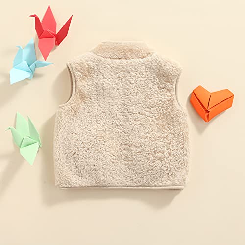 Cutoluca Infant Baby Boy Girl Clothes Sleeveless Fall Winter Plush Vest Pocket Kids Solid Zipper Outerwear Waistcoats Tops (White , 3-4T ) #TOP2