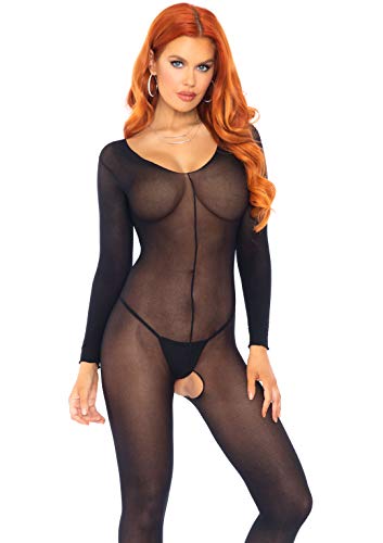 LEG AVENUE, 8297 Durchscheinend Langärmliges Bodystocking, Schwarz, Wenn Geschmack, One size, 1 stück - Afbeelding 5