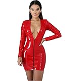 Design: Sexy tiefer V-Ausschnitt Langarm Reißverschluss vorne. Einfach an- und auszuziehen. Mittelhohe, schmeichelnde, schmale Passform. Bodycon mit Reißverschluss, kurz, leicht, weich und angenehm zu tragen.