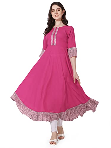 Image of MIRCHI FASHION Women's Straight Fit Rayon Sequins Embroidered and Polka Dots Printed Kurti Only